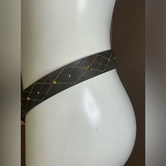 MICHAEL KORS leather with gold accents brown and green belt - Picture 5 of 7